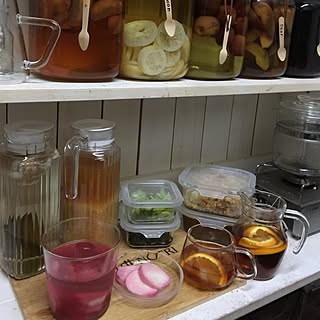 キッチン/果実酒/梅酢/ダイソー耐熱タッパー/自然を感じる雑貨作り...などのインテリア実例 - 2017-05-25 19:31:36