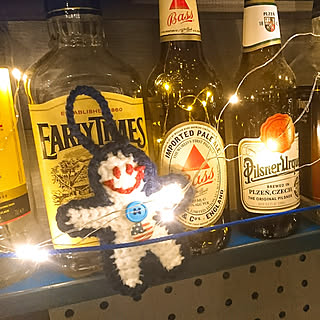 ハンドメイド/ビール瓶ライトアップ✨/謎な旦那さん/色のチョイスかわいいし(笑)/素直に編んでみた( ̄▽ ̄)...などのインテリア実例 - 2017-11-24 03:29:05