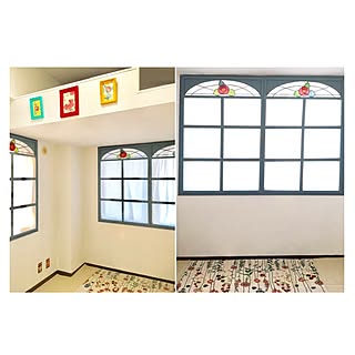 部屋全体/ステンドグラス風/カーペット 2枚重ね/ペイント天井/ペイント壁...などのインテリア実例 - 2017-06-16 10:14:48