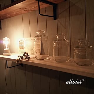 棚/RC九州支部/しゃれとんしゃあ会/板壁DIY/キャンドゥのガラスキャニスター...などのインテリア実例 - 2014-06-25 20:54:28