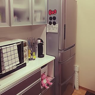 キッチン/整理収納部/電子レンジ/白×シルバー×ピンク/断捨離とお掃除...などのインテリア実例 - 2014-09-05 18:35:04
