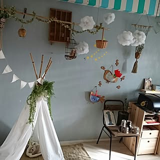 子供部屋 ブルーグレーの壁のインテリア実例 Roomclip ルームクリップ