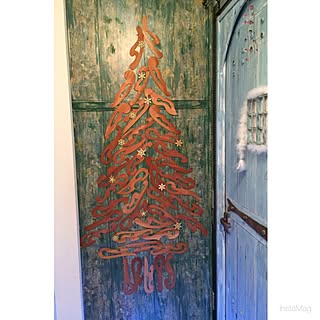 玄関/入り口/クリスマス/賃貸でも楽しく♪/キャンドゥのリメイクシート/訪問できてなくてごめんなさい(>人<;)...などのインテリア実例 - 2016-12-25 23:59:43