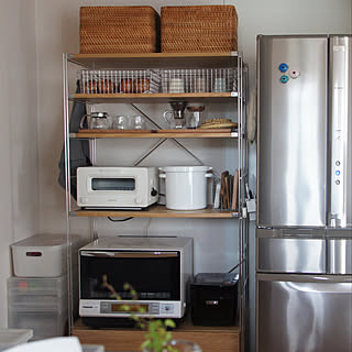 キッチン/ステンレスユニットシェルフ/子供のいる暮らし/賃貸/整理収納...などのインテリア実例 - 2018-09-01 19:58:56