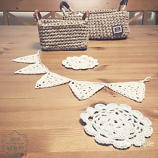 机/ハンドメイド/ドイリー/麻ひも/麻ひもかご...などのインテリア実例 - 2015-04-05 01:00:31