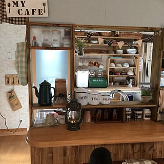 キッチン/sumomoaporomamaちゃん/コーヒーコーナー/ホーローキャニスター/カウンター上DIY...などのインテリア実例 - 2017-06-13 06:23:49