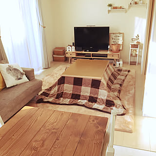 ソファー/こたつ布団/チェック柄/テレビ周り/ダイニングテーブル&チェア...などのインテリア実例 - 2020-01-22 08:22:11