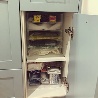 ゴミ袋収納/キッチン収納/輸入住宅/水色大好き/Ⅱ型キッチン...などのインテリア実例 - 2019-08-09 21:30:23