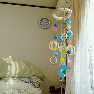 ベッド周り/モビール/100均/ハンドメイド/手作り/DIY...などのインテリア実例 - 2017-11-10 15:22:00