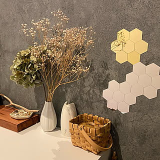 ミラーシール/セリア/壁紙DIY/ドライフラワー/玄関/入り口のインテリア実例 - 2020-01-23 22:27:23