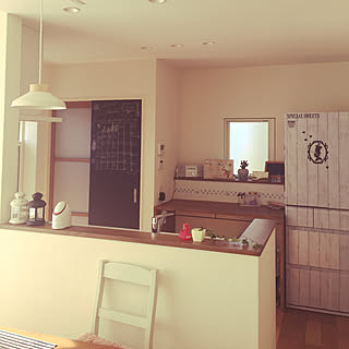 キッチン/ウッドワン スイージー/ラジオ/カウンターキッチン/黒板...などのインテリア実例 - 2017-12-01 11:24:45