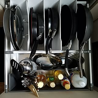 キッチン/ニトリ/ファイルボックス/フライパン収納/コンロ下収納...などのインテリア実例 - 2017-04-22 18:27:41