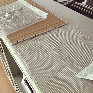 机/キッチンカウンター/タイル貼りDIYのインテリア実例 - 2015-10-24 07:21:46