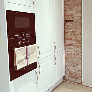 キッチン/Brick wall/White kitchen/ovenのインテリア実例 - 2012-12-16 22:49:29