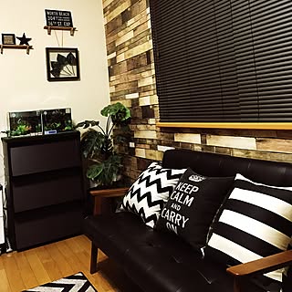 ベッド周り/シェブロン柄/水槽のある部屋/観葉植物/部屋...などのインテリア実例 - 2017-03-25 22:36:48