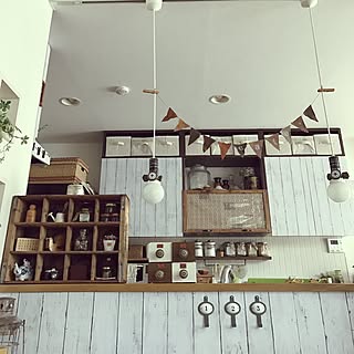 キッチン/ダイソーリメイクシート/セリアの雑貨/アナベルドライ♡/革製ガーランドのインテリア実例 - 2017-02-26 09:43:58