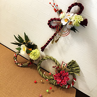 壁/天井/100均アイテム/いつもありがとう(*´ー`*)/今年もあと少し…/しめ縄飾り作りました❤️...などのインテリア実例 - 2018-12-27 16:15:16