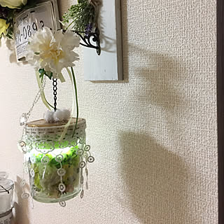 壁/天井/今から電気消すと!/家に有った物なので0円ざんす!/廃材アート(☝ ՞ਊ ՞)☝/ビーズもつけたの♥...などのインテリア実例 - 2017-08-27 03:02:09