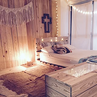 ベッド周り/板壁/沖縄移住組/ビーチライフ/手作り家具...などのインテリア実例 - 2016-08-09 22:33:53