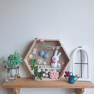 ベッド周り/ほのぼのうさぎさんディスプレーBOX/ナチュラルが好き/いいね♪ありがとうございます♡*./minneやってます♩*...などのインテリア実例 - 2019-02-18 20:24:24