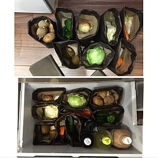 キッチン/掃除が簡単❤️/ブラウンのクラフト袋/冷蔵庫の野菜室/ミニ模様替え...などのインテリア実例 - 2017-06-09 16:14:16