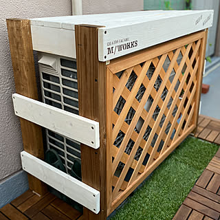 ラティス エアコン室外機カバーのおしゃれなアレンジ 飾り方のインテリア実例 Roomclip ルームクリップ