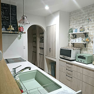キッチン/RC山口♡/Panasonicキッチン/アール下がり壁/シンクはグリーン...などのインテリア実例 - 2017-09-13 23:35:49