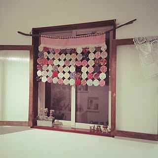 玄関/入り口/ハンドメイドです(*^^*)/ヨーヨーキルト/モールガラス/こんばんは+*。のインテリア実例 - 2014-09-16 21:15:49