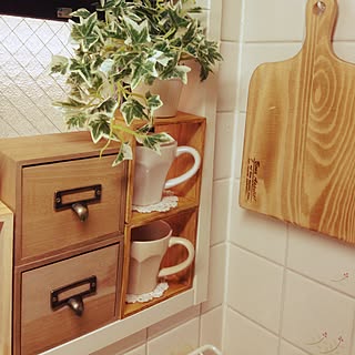 キッチン/窓際ディスプレイ/レースLove♡/ダイソー/木製...などのインテリア実例 - 2015-02-04 16:29:40