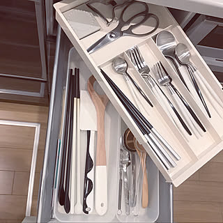 キッチン/カトラリー/カトラリー収納/モノトーン/北欧...などのインテリア実例 - 2018-01-21 13:15:13