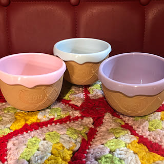 アイスクリームカップ/アイスクリーム型/100均/編み物/ニトリ/セリア...などのインテリア実例 - 2019-04-29 22:21:14