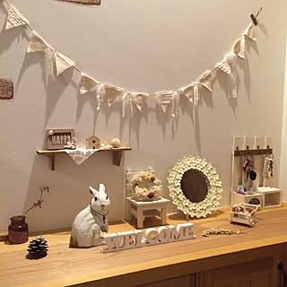 玄関/入り口/lovelyzakkaさんのリース/tomomonちゃんの素敵作品♡/h.yちゃんからの素敵便♡♡/下駄箱の上のインテリア実例 - 2016-01-13 15:06:56