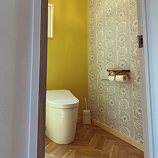 バス トイレ 黄色い壁紙のインテリア実例 Roomclip ルームクリップ