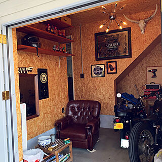 バイクガレージ アメリカンのおしゃれなインテリアコーディネート レイアウトの実例 Roomclip ルームクリップ