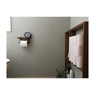バス/トイレ/アイアンペーパーホルダー/ダイソー時計/壁ペイントDIY/トイレットペーパーの収納...などのインテリア実例 - 2018-08-23 09:51:36