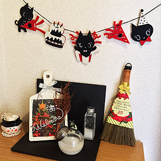 玄関/入り口/黒猫グッズ/黒猫ガーランド/makiさんからのプレゼント♡/可愛いものが好き♡...などのインテリア実例 - 2018-12-08 16:37:22