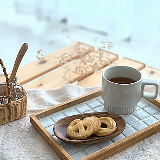 タイルトレイ/100均/ティータイム/ナチュラルインテリア/木のぬくもり...などのインテリア実例 - 2020-01-15 11:29:30