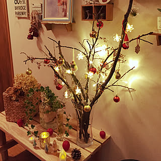 玄関/入り口/シャンパンゴールドのイルミネーション/クリスマス/グリーンのある暮らし/お花大好き♡/夫婦でDIY...などのインテリア実例 - 2018-11-10 21:52:45