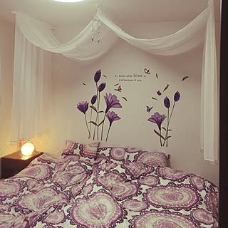 ベッド周り/ウォールステッカー/天蓋/照明/IKEA...などのインテリア実例 - 2016-05-31 19:54:43
