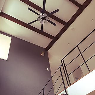 壁/天井/みせ梁/シーリングファンライト/グレーのシーリングファン/グレー好き♡...などのインテリア実例 - 2016-04-30 08:44:23