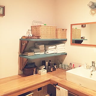 バス/トイレ/洗面所/DIY棚/手作り/木のぬくもりのインテリア実例 - 2015-09-03 22:08:11