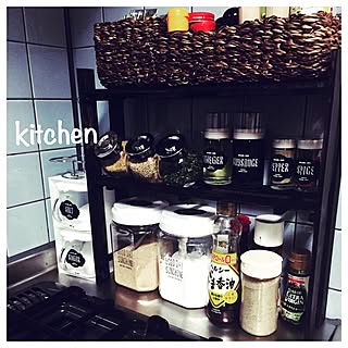 キッチン/調味料ラック/スパイスラック/ダイソー/モノトーン...などのインテリア実例 - 2016-01-18 22:02:27