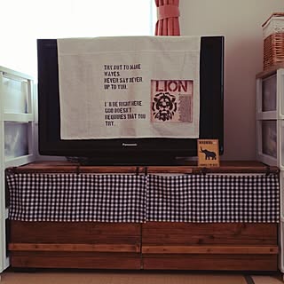 壁/天井/DIY/テレビカバー手作り/ゆぴのこさん布プリ/テレビ台リメイク...などのインテリア実例 - 2015-08-04 13:05:03