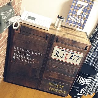 棚/カラーボックス再利用/カラーボックス リメイク/廃材部/ステンシルは苦手です。/セリア...などのインテリア実例 - 2014-08-17 16:44:22