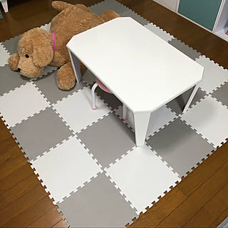 グレー×ホワイト/ジョイントマット/100均/セリア/子ども...などのインテリア実例 - 2020-01-21 02:13:10