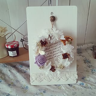 棚/アレンジメント/プリザーブドフラワー/ペイント/ミニミニリース...などのインテリア実例 - 2014-03-25 18:03:34