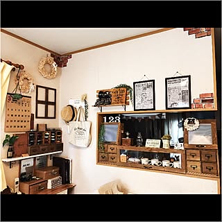 部屋全体/カフェ風に憧れる。/DIY初心者/廃材利用/ステンシル初心者...などのインテリア実例 - 2017-03-07 09:04:21