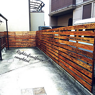 玄関/入り口/木製フェンスDIY/真正面にもフェンス完成/男前/ステンシル♡...などのインテリア実例 - 2019-01-26 18:49:19