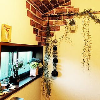 つっぱり棒にフェイクグリーンのインテリア実例 Roomclip ルームクリップ