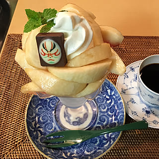 キッチン/桃パフェ/コーヒー/コーヒータイム/骨董品...などのインテリア実例 - 2017-08-22 21:39:51